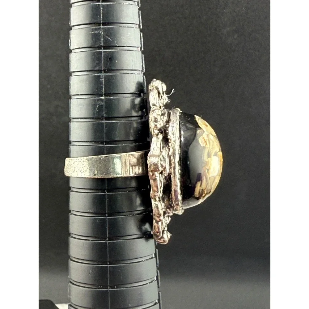 Vintage Silver Tone‎ Cocktail Ring Boho Adjustable Size 8 - Picture 9 of 10